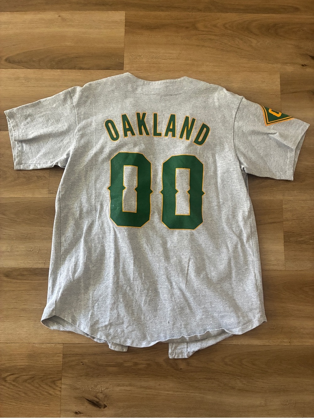 Oaklandish Oakland Baseball Jersey Gray Button Front Unisex Made in USA Size S